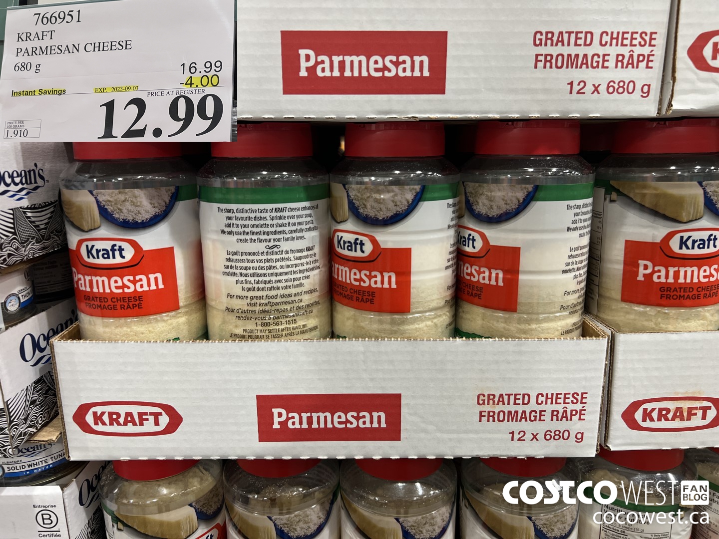 766951 KRAFT PARMESAN CHEESE 680 g ($4.00 INSTANT SAVINGS EXPIRES ON 2023-09-03) $12.99