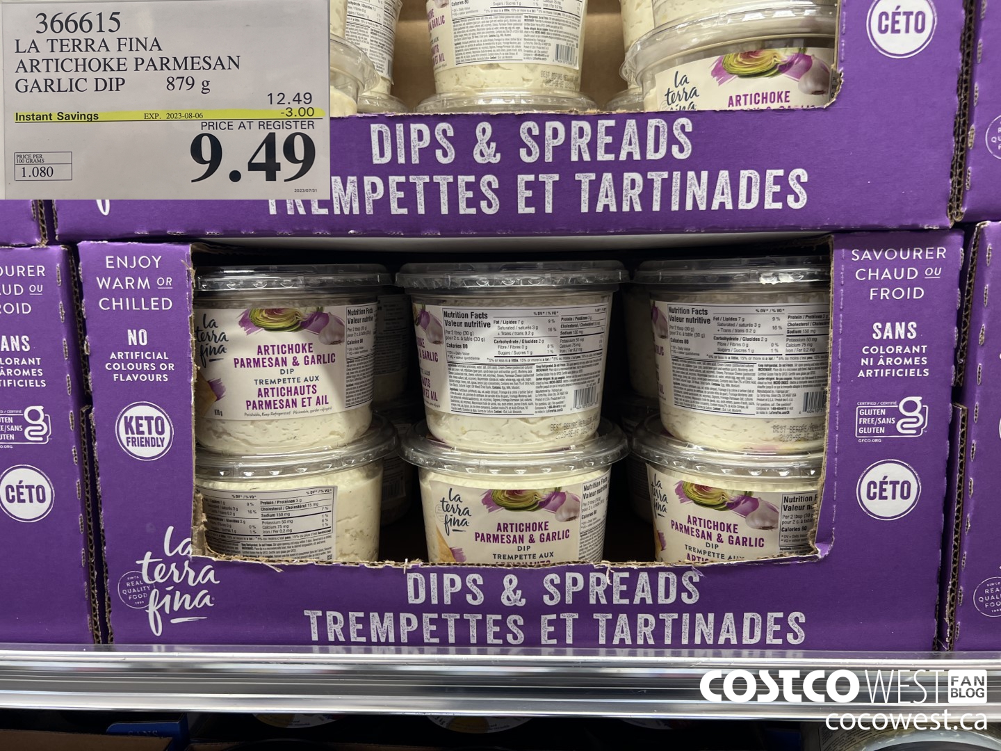 366615 LA TERRA FINA ARTICHOKE PARMESAN GARLIC DIP 879g ($3.00 INSTANT SAVINGS EXPIRES ON 2023-08-06) $9.49