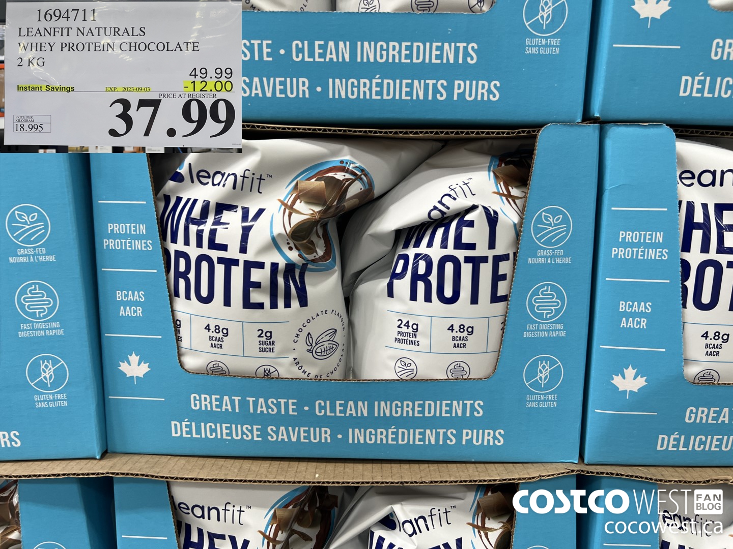 1694711 LEANFIT NATURALS WHEY PROTEIN CHOCOLATE 2 KG ($12.00 INSTANT SAVINGS EXPIRES ON 2023-09-03) $37.99