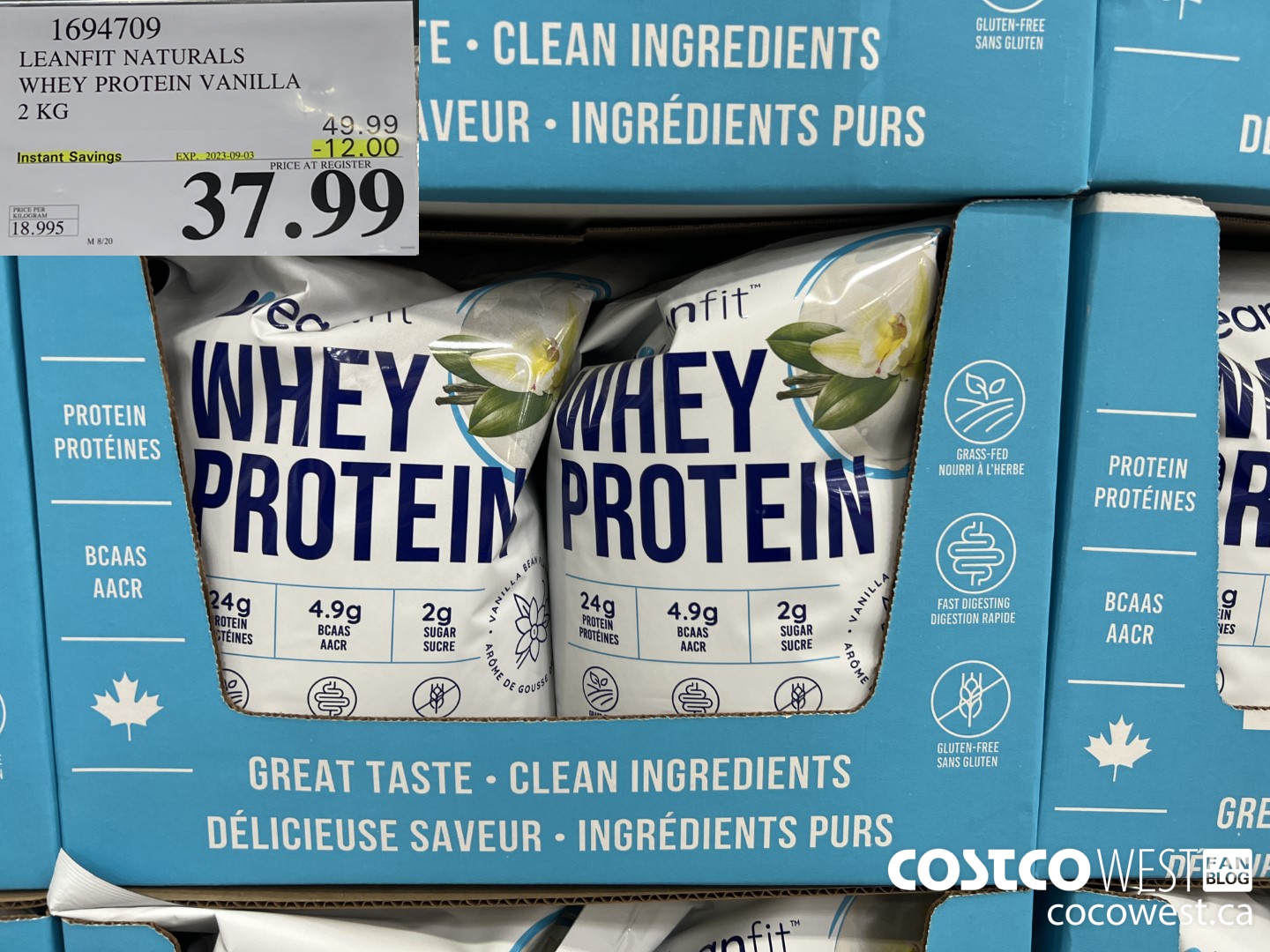 1694709 LEANFIT NATURALS WHEY PROTEIN VANILLA 2 KG ($12.00 INSTANT SAVINGS EXPIRES ON 2023-09-03) $37.99