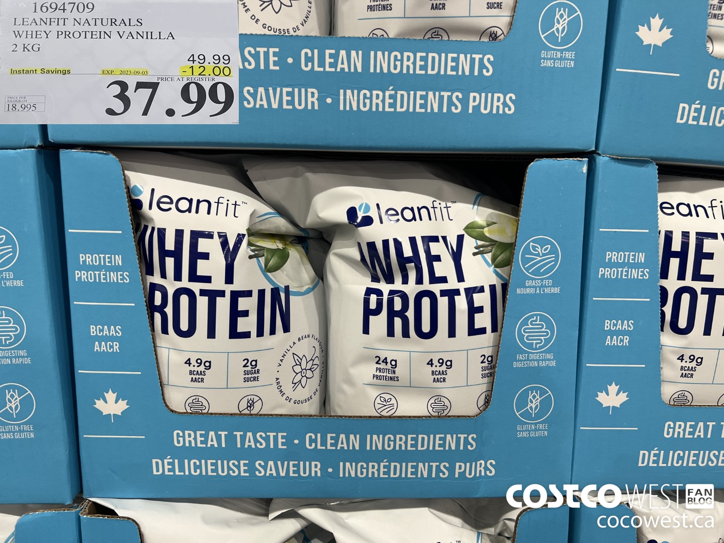 1694709 LEANFIT NATURALS WHEY PROTEIN VANILLA 2 KG ($12.00 INSTANT SAVINGS EXPIRES ON 2023-09-03) $37.99