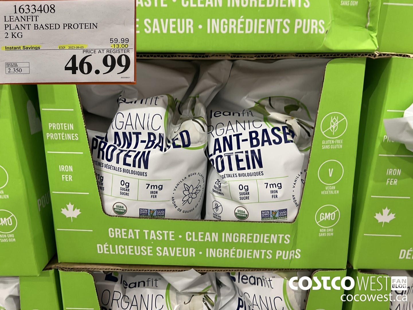 1633408 LEANFIT PLANT BASED PROTEIN 2 KG ($13.00 INSTANT SAVINGS EXPIRES ON 2023-09-03) $46.99