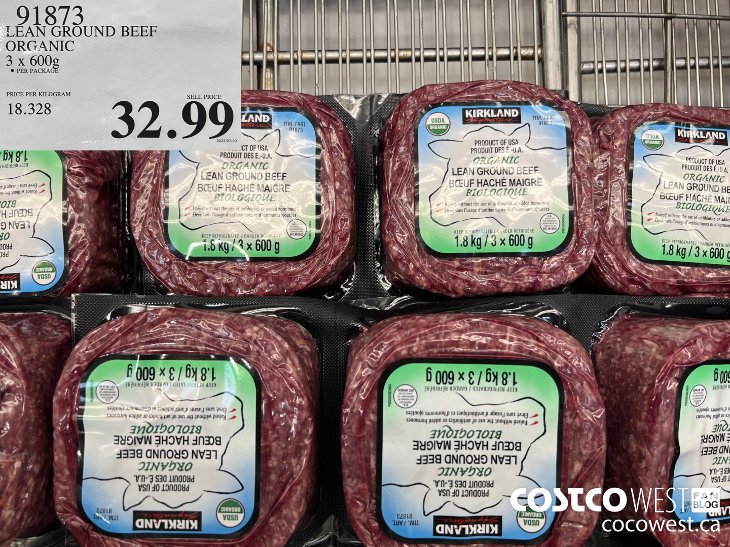 91873 LEAN GROUND BEEF ORGANIC 3 X 600G $32.99