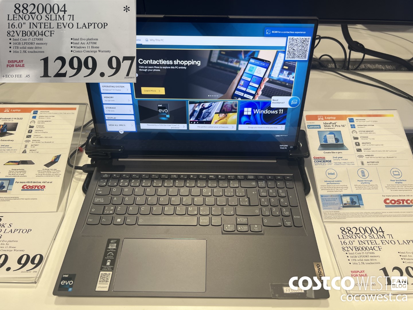 8820004 LENOVO SLIM 7I INTEL EVO LAPTOP 82VB0004CF $1299.97