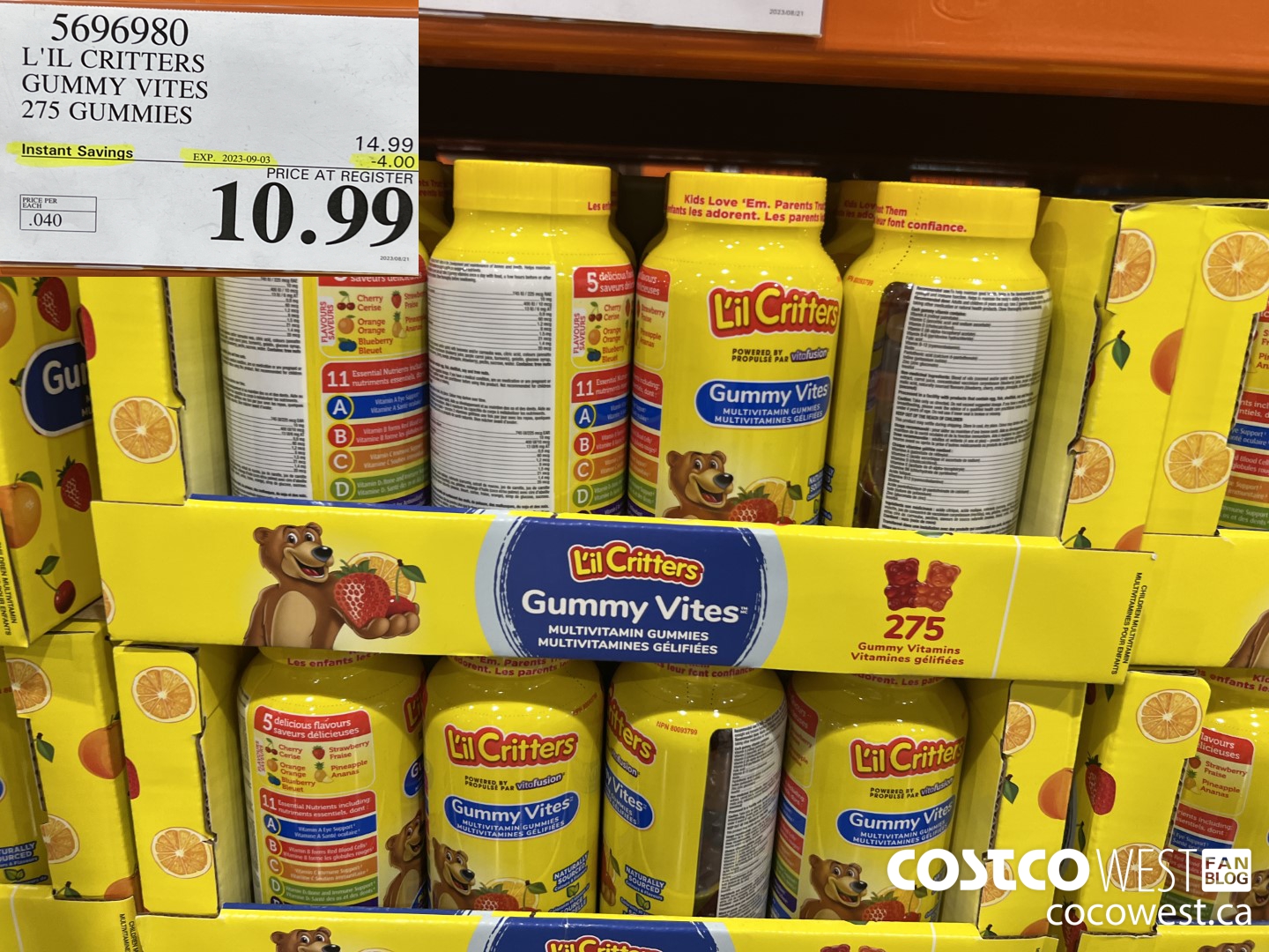 5696980 L'IL CRITTERS GUMMY VITES 275 GUMMIES ($4.00 INSTANT SAVINGS EXPIRES ON 2023-09-03) $10.99