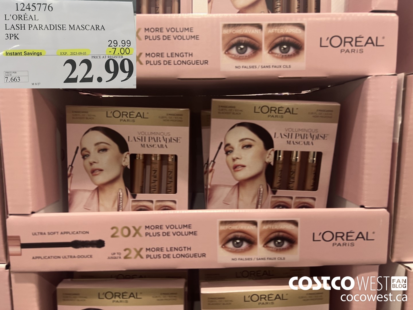 1245776 L'OREAL LASH PARADISE MASCARA 3PK ($7.00 INSTANT SAVINGS EXPIRES ON 2023-09-03) $22.99