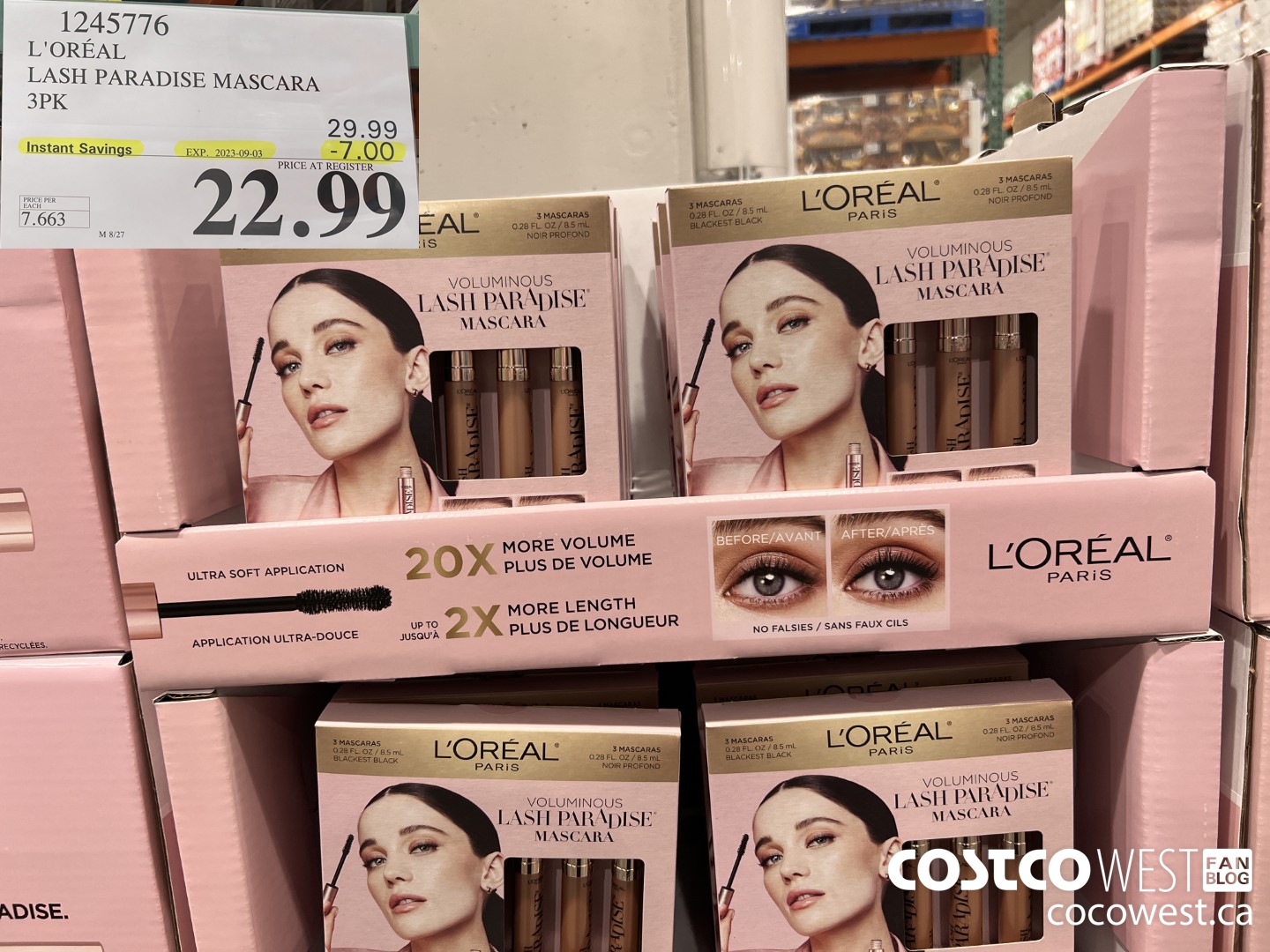 1245776 L'OREAL LASH PARADISE MASCARA 3PK ($7.00 INSTANT SAVINGS EXPIRES ON 2023-09-03) $22.99