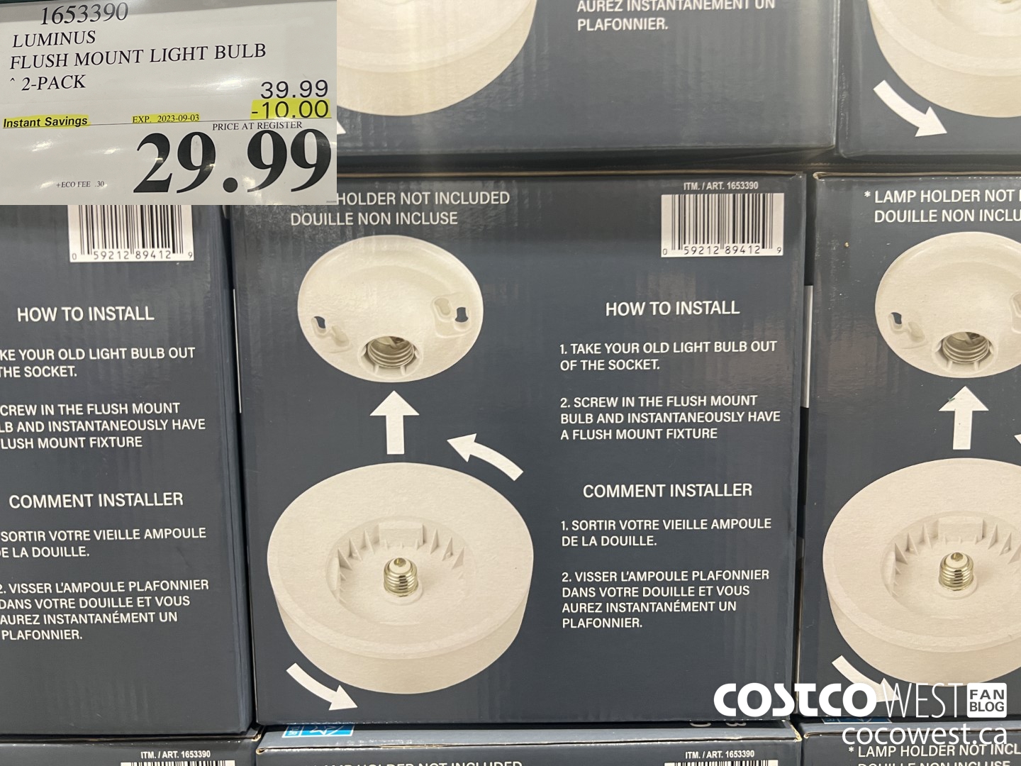 1653390 LUMINUS FLUSH MOUNT LIGHT BULB 2-PACK ($10.00 INSTANT SAVINGS EXPIRES ON 2023-09-03) $29.99