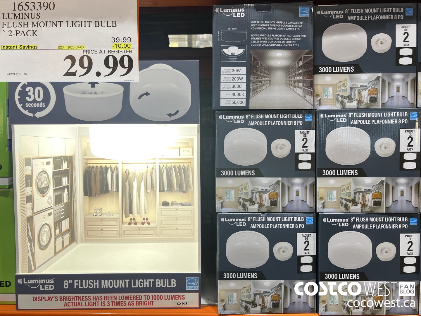 1653390 LUMINUS FLUSH MOUNT LIGHT BULB 2-PACK ($10.00 INSTANT SAVINGS EXPIRES ON 2023-09-03) $29.99