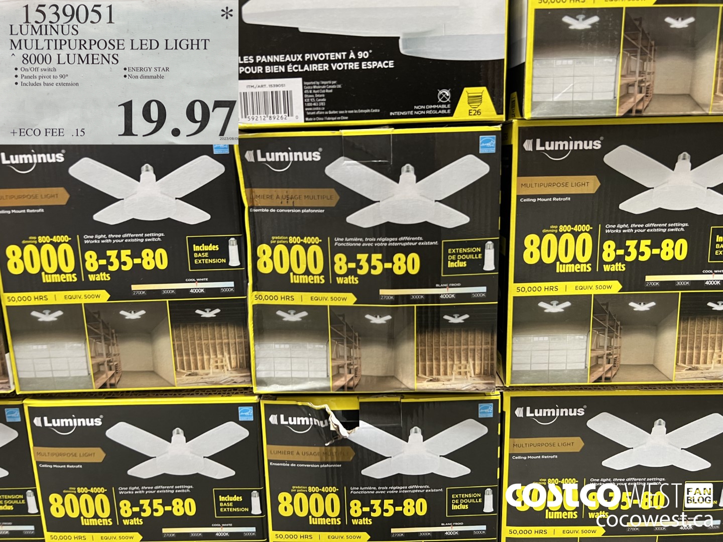 1539051 LUMINUS MULTIPURPOSE LED LIGHT 8000 LUMENS $19.97