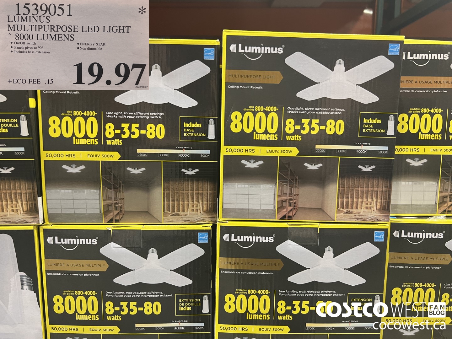 1539051 LUMINUS MULTIPURPOSE LED LIGHT 8000 LUMENS $19.97