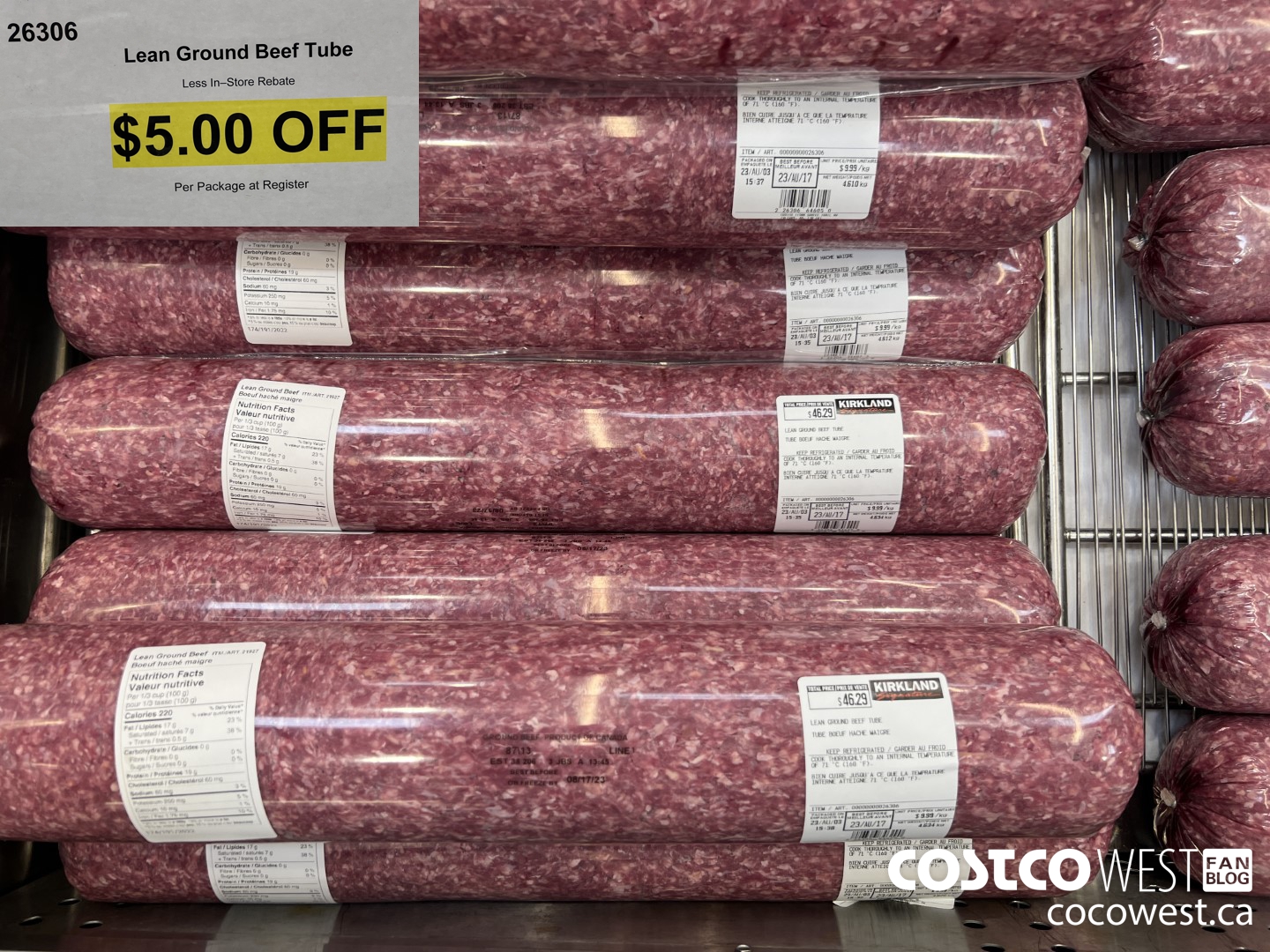 26306 Lean Ground Beef Tube ($5.00 INSTANT SAVINGS)
