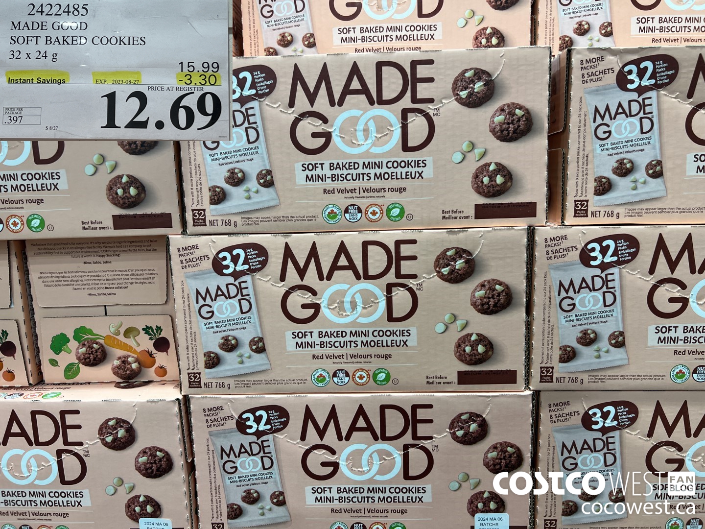 2422485 MADE GOOD SOFT BAKED COOKIES 32 x 24 g ($3.30 INSTANT SAVINGS EXPIRES ON 2023-08-27) $12.69