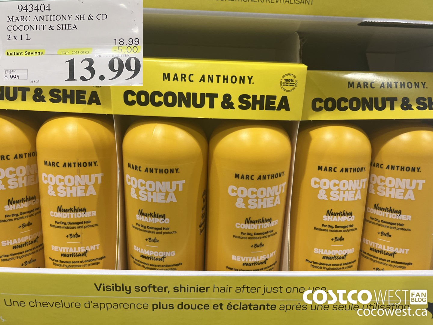 943404 MARC ANTHONY SH & CD COCONUT & SHEA 2 X 1L ($5.00 INSTANT SAVINGS EXPIRES ON 2023-09-03) $13.99