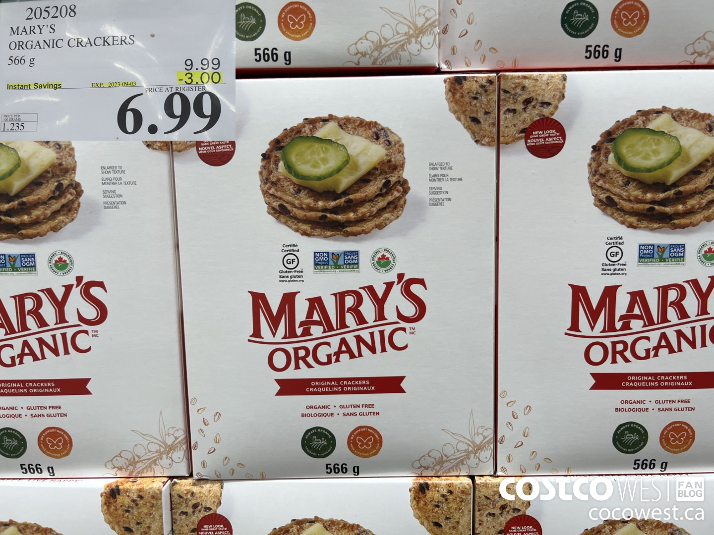 205208 MARY'S ORGANIC CRACKERS 566G ($3.00 INSTANT SAVINGS EXPIRES ON 2023-09-03) $6.99