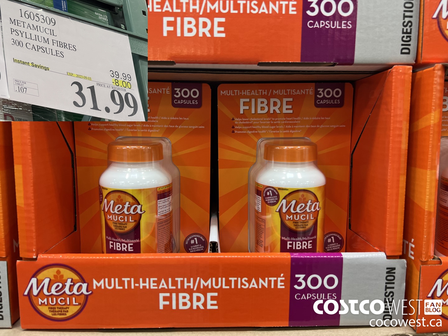 1605309 METAMUCIL PSYLLIUM FIBRES 300 CAPSULES ($8.00 INSTANT SAVINGS EXPIRES ON 2023-09-03) $31.99