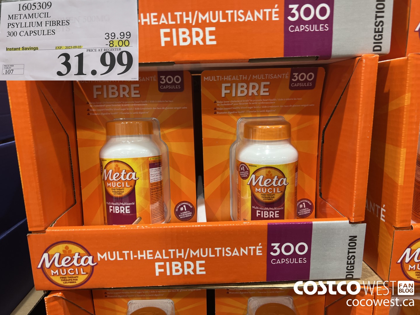 1605309 METAMUCIL PSYLLIUM FIBRES 300 CAPSULES ($8.00 INSTANT SAVINGS EXPIRES ON 2023-09-03) $31.99