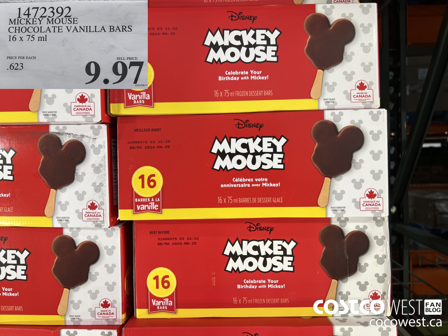 1472392 MICKEY MOUSE CHOCOLATE VANILLA BARS 16 X 75ML $9.97