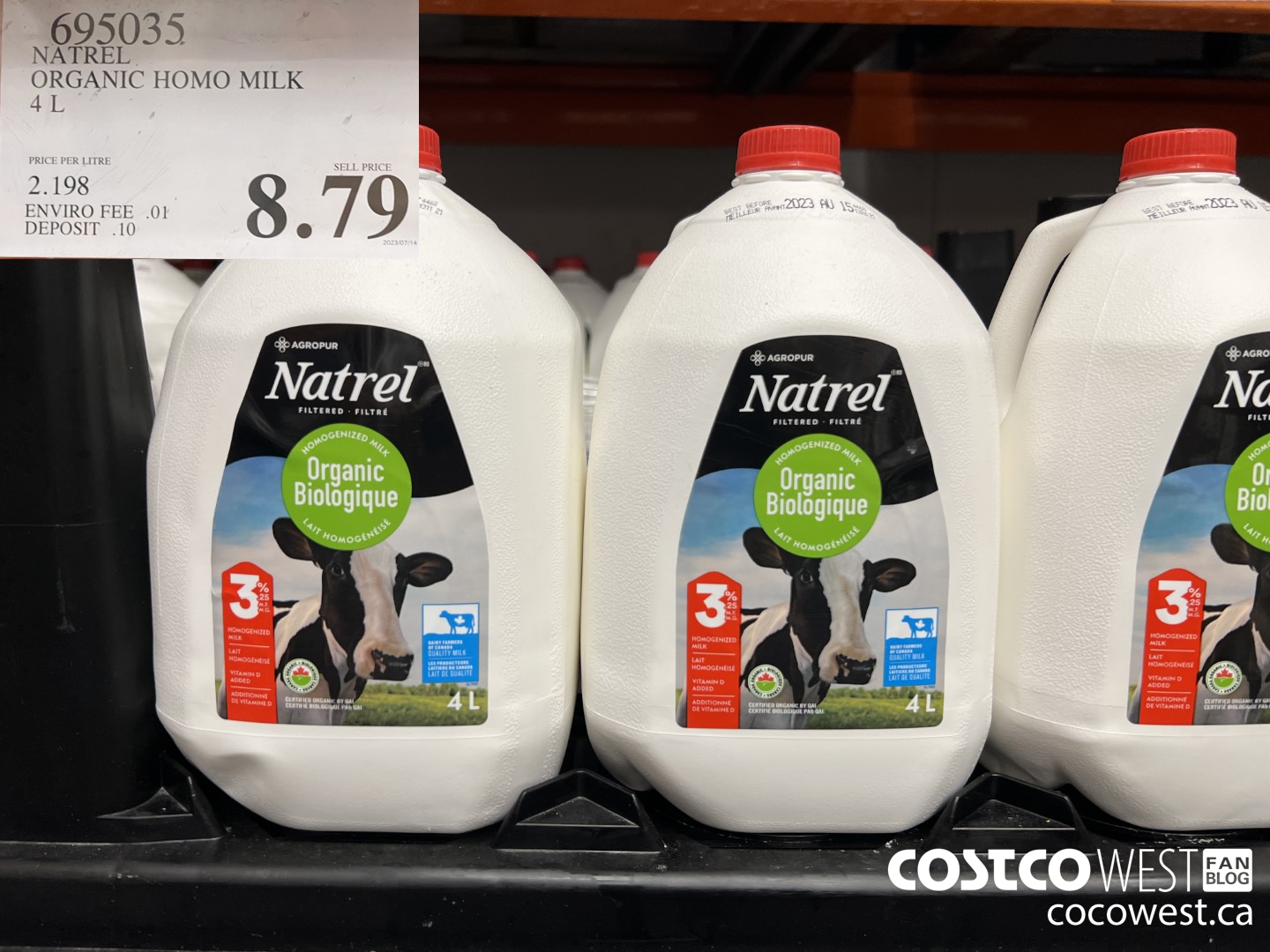 695035 NATREL ORGANIC HOMO MILK 4L $8.79