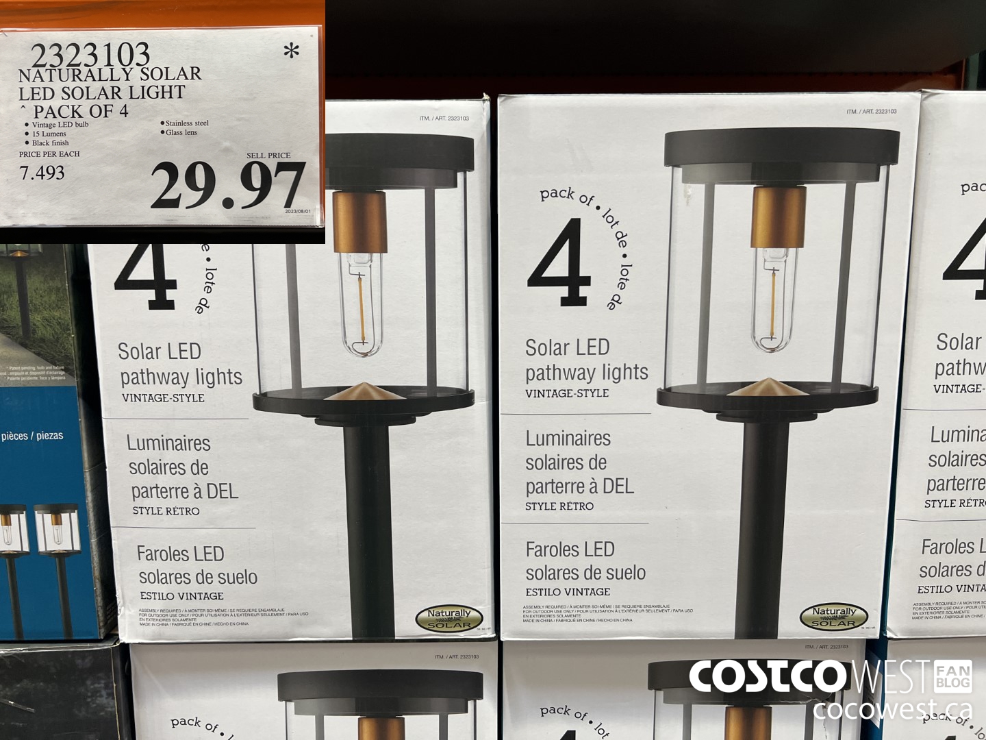 2323103 NATURALLY SOLAR LEG SOLAR LIGHT PACK OF 4 $29.97