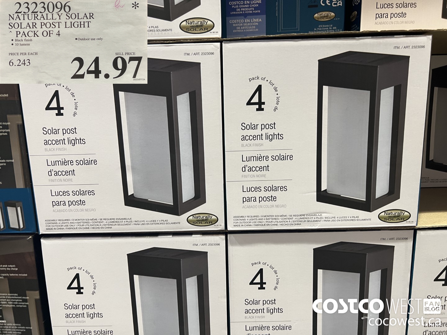 2323096 NATURALLY SOLAR SOLAR POST LIGHT PACK OF 4 $24.97