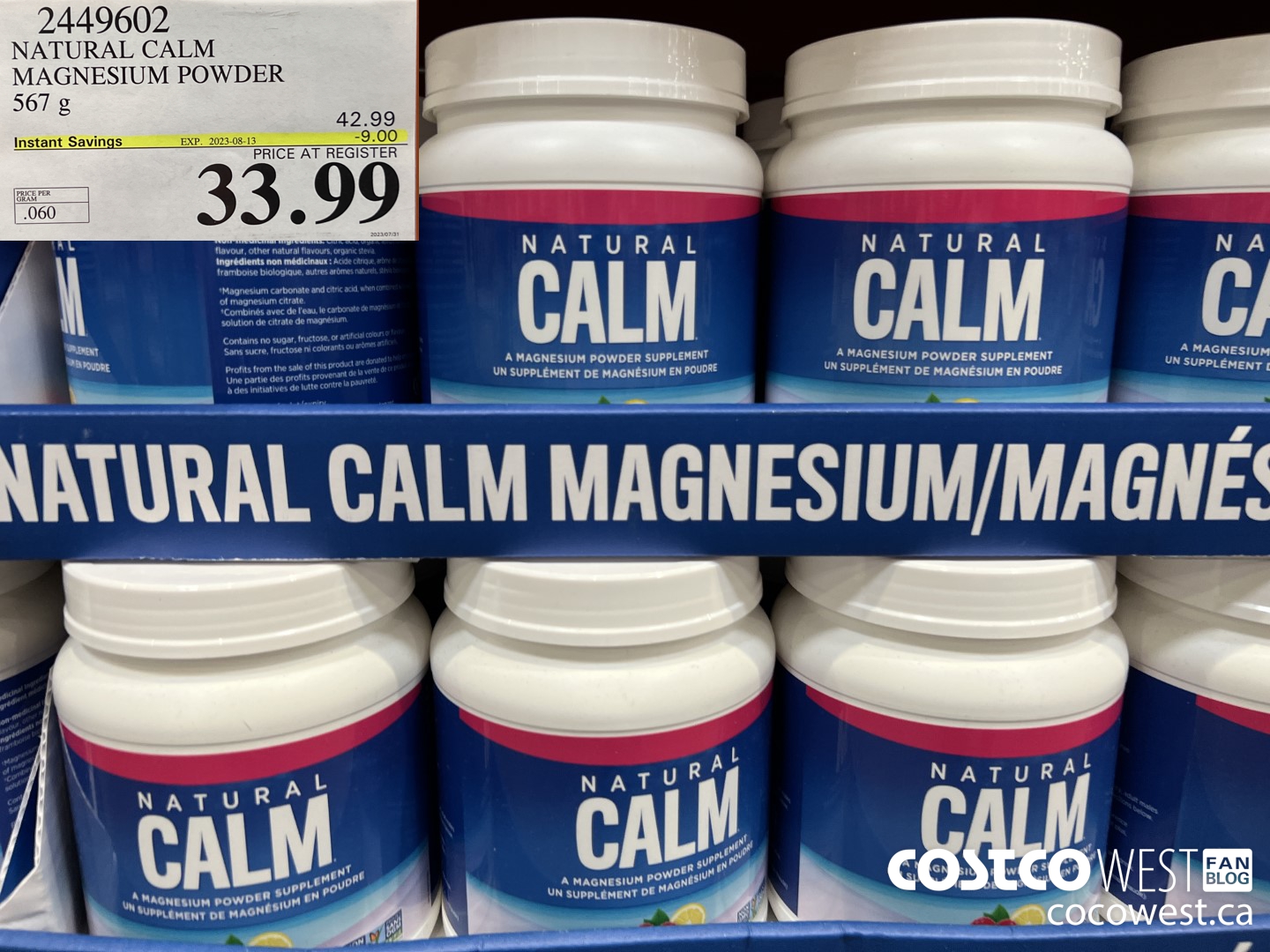 2449602 NATURAL CALM MAGNESIUM POWDER 567 g ($9.00 INSTANT SAVINGS EXPIRES ON 2023-08-13) $33.99