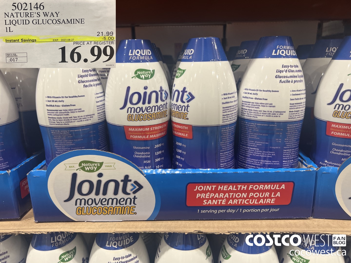 502146 NATURE'S WAY LIQUID GLUCOSAMINE 1 L ($5.00 INSTANT SAVINGS EXPIRES ON 2023-08-27) $16.99