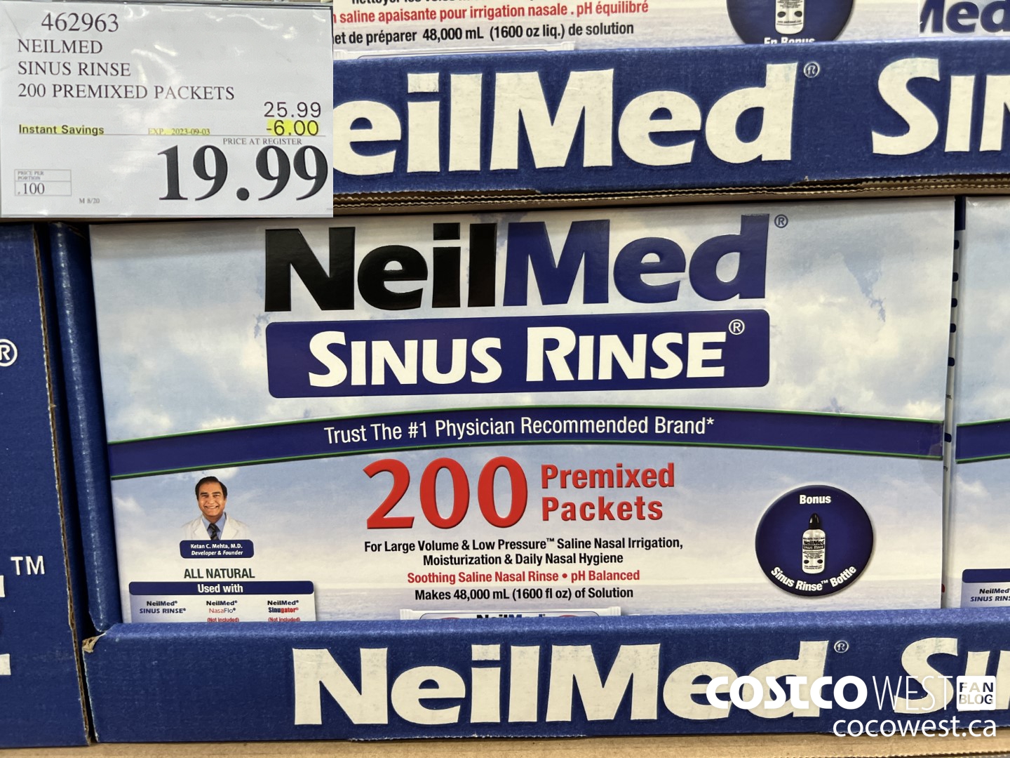 462963 NEILMED SINUS RINSE 200 PREMIXED PACKETS ($6.00 INSTANT SAVINGS EXPIRES ON 2023-09-03) $19.99