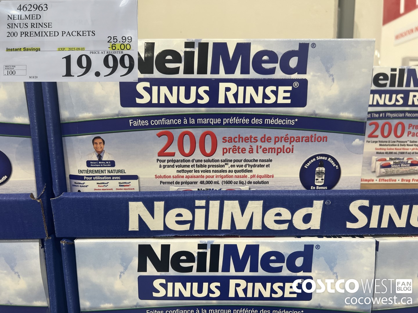 462963 NEILMED SINUS RINSE 200 PREMIXED PACKETS ($6.00 INSTANT SAVINGS EXPIRES ON 2023-09-03) $19.99