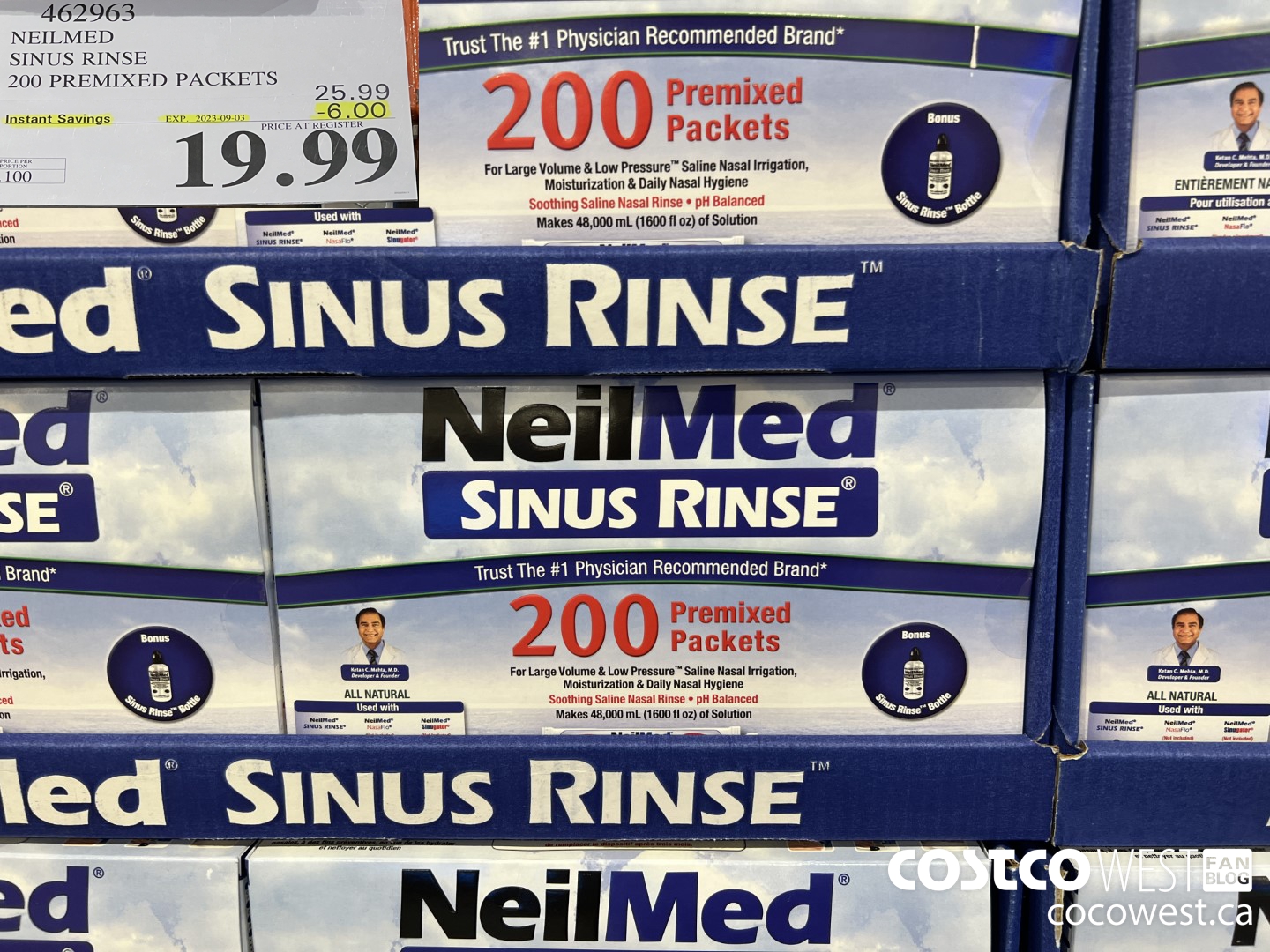 462963 NEILMED SINUS RINSE 200 PREMIXED PACKETS ($6.00 INSTANT SAVINGS EXPIRES ON 2023-09-03) $19.99