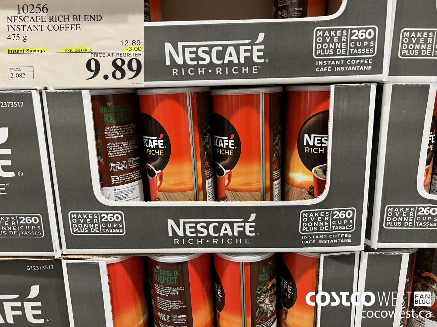 10256 NESCAFE RICH BLEND INSTANT COFFEE 475 g  ($3.00 INSTANT SAVINGS EXPIRES ON 2023-09-10) $9.89
