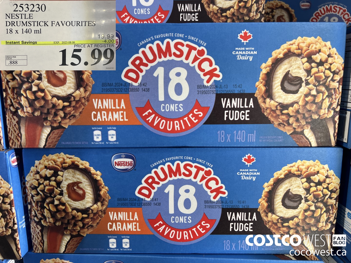 253230 NESTLE DRUMSTICK VARIETY PACK 18 x 140 ml ($4.00 INSTANT SAVINGS EXPIRES ON 2023-08-06) $15.99