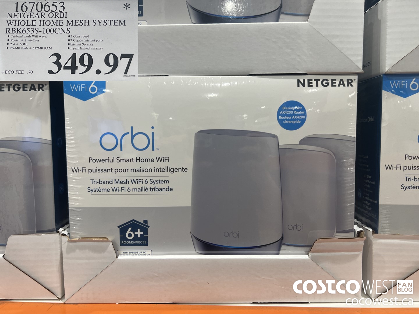 1670653 NETGEAR ORBI WHOLE HOME MESH SYSTEM RBK653S-100CNS $349.97