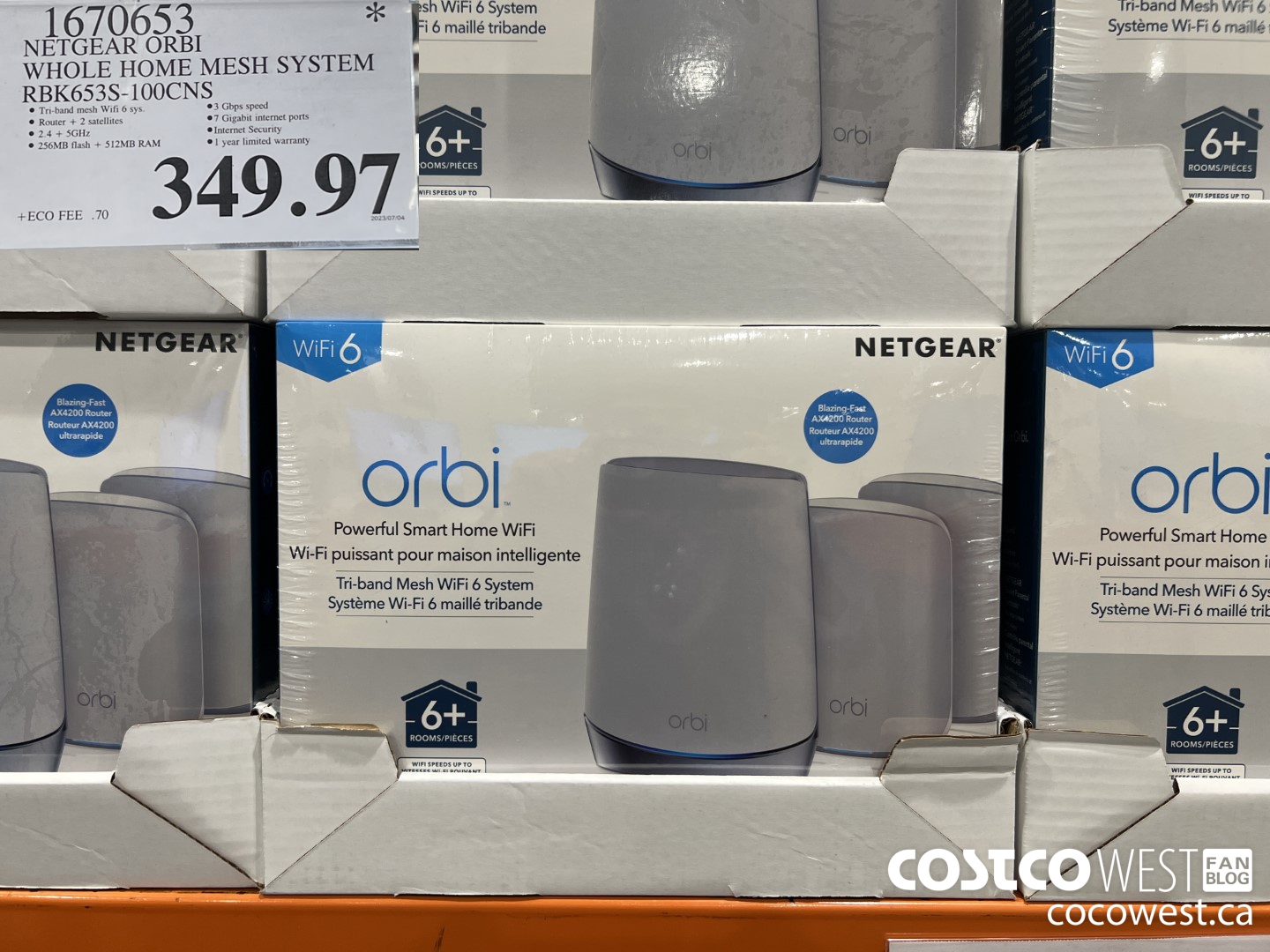1670653 NETGEAR ORBI WHOLE HOME MESH SYSTEM RBK653S-100CNS $349.97
