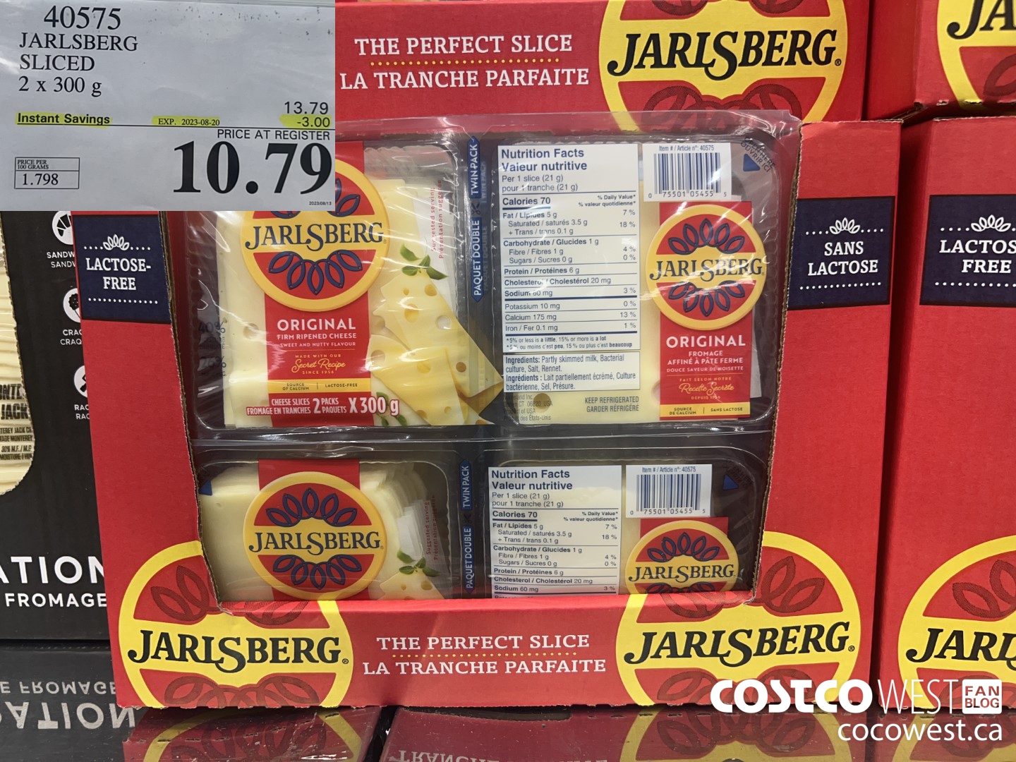 40575 NORWEGIAN JARLSBERG SLICED 2 X 300 g ($3.00 INSTANT SAVINGS EXPIRES ON 2023-08-20) $10.79