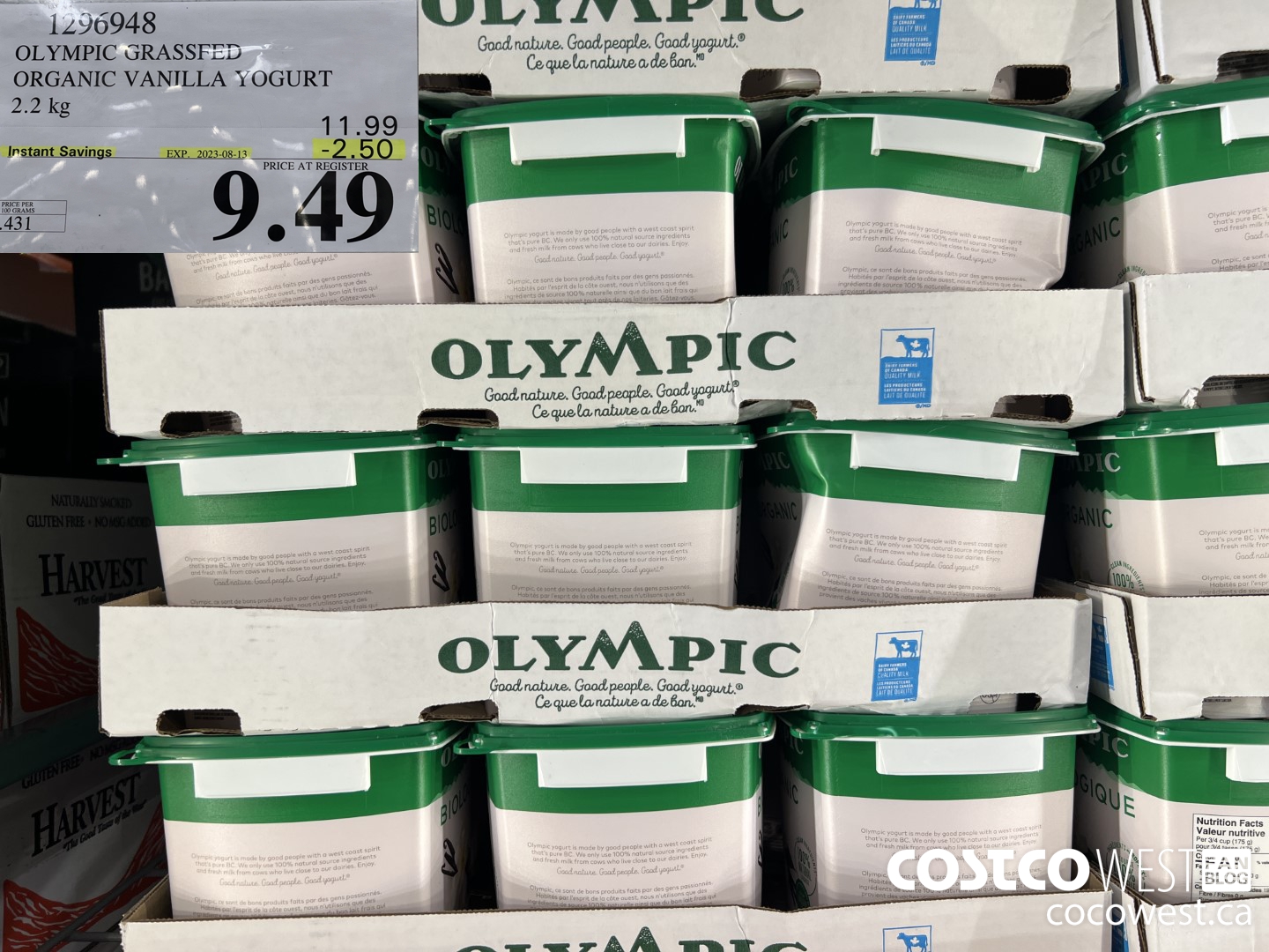 1296948 OLYMPIC GRASSFED ORGANIC VANILLA YOGURT 2.2KG ($2.50 INSTANT SAVINGS EXPIRES ON 2023-08-13) $9.49