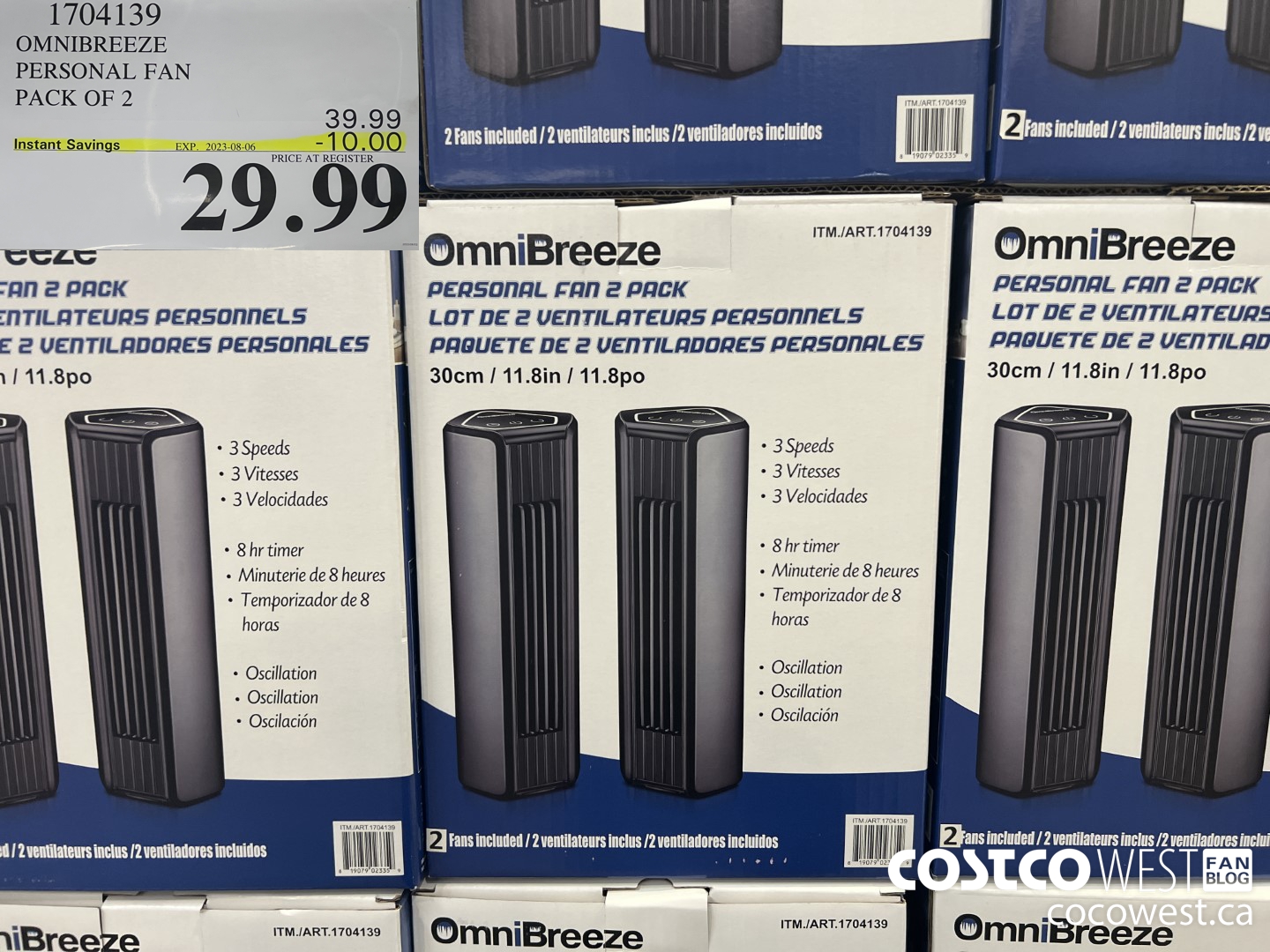 1704139 OMNIBREEZE PERSONAL FAN PACK OF 2 ($10.00 INSTANT SAVINGS EXPIRES ON 2023-08-06) $29.99
