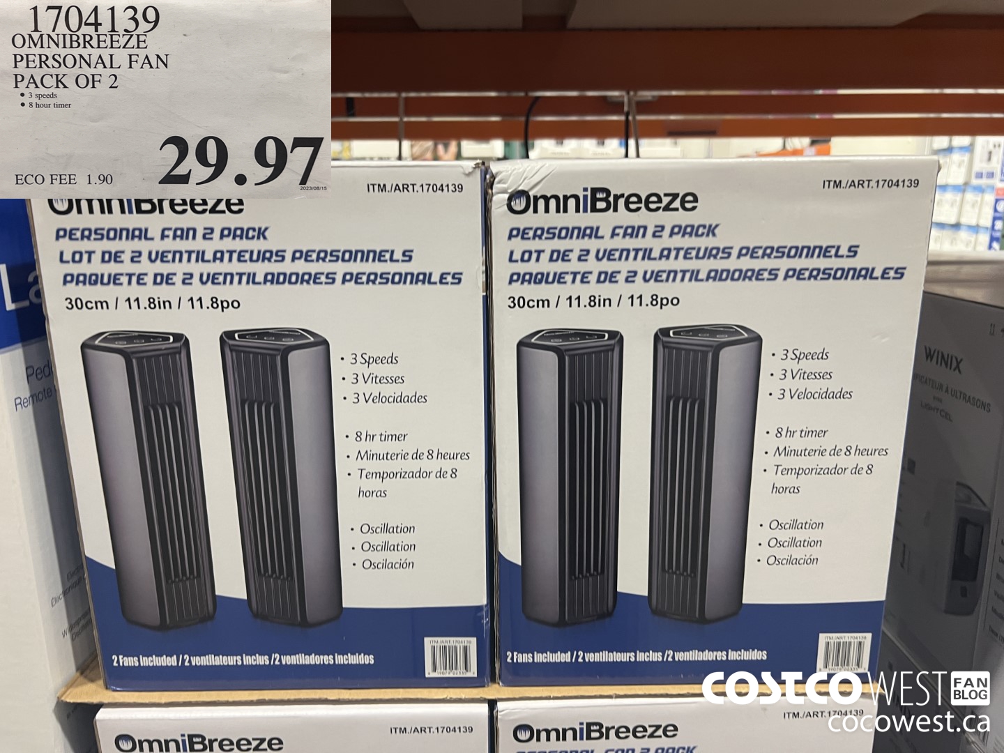 1704139 OMNIBREEZE PERSONAL FAN PACK OF 2 $29.97