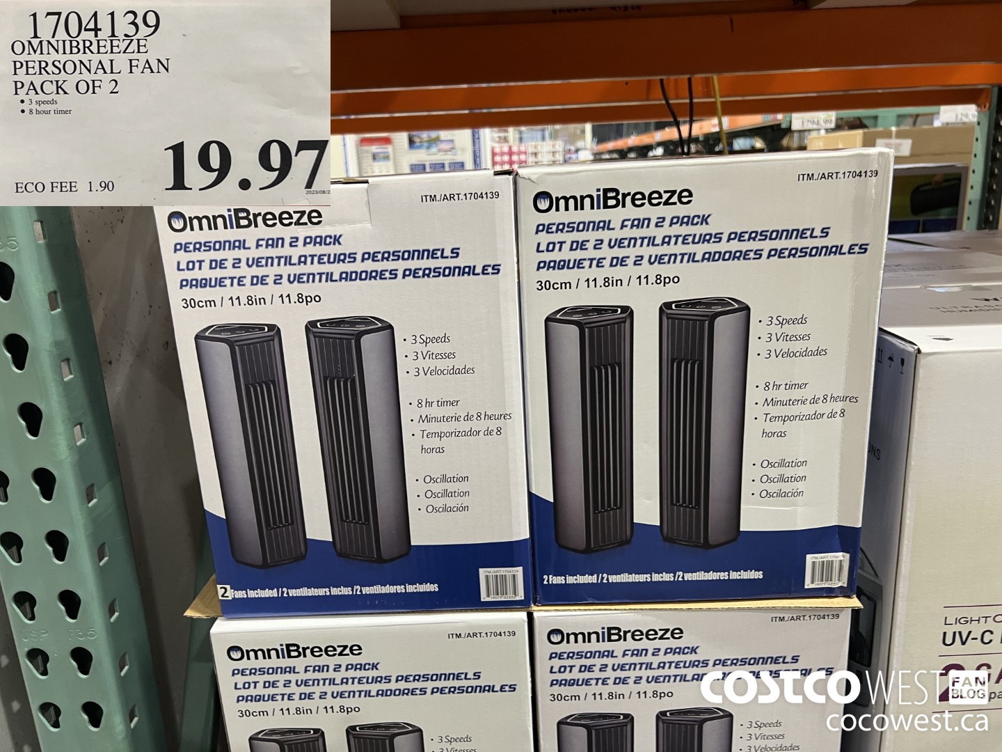 1704139 OMNIBREEZE PERSONAL FAN PACK OF 2 $19.97