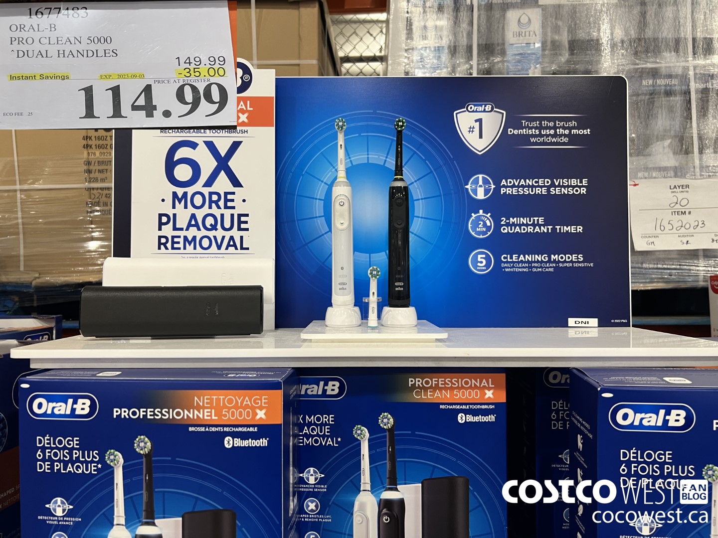 1677483 ORAL-B PRO CLEAM 5000 DUAL HANDLES ($35.00 INSTANT SAVINGS EXPIRES ON 2023-09-03) $114.99