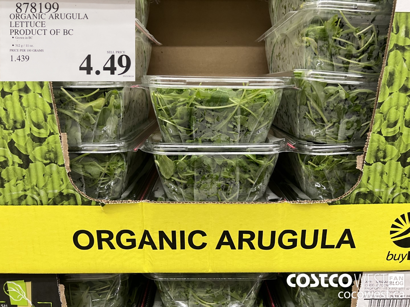 878199 ORGANIC ARUGULA LETTUCE PRODUCT OF BC $4.49