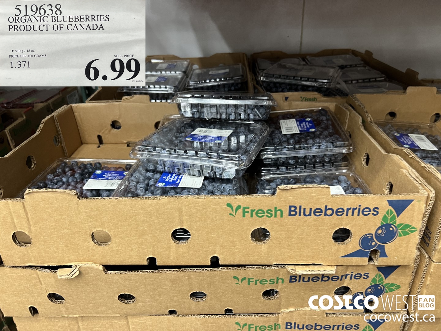 519638 ORGANIC BLUEBERRIES PRODUCT OF CANADA $5.99