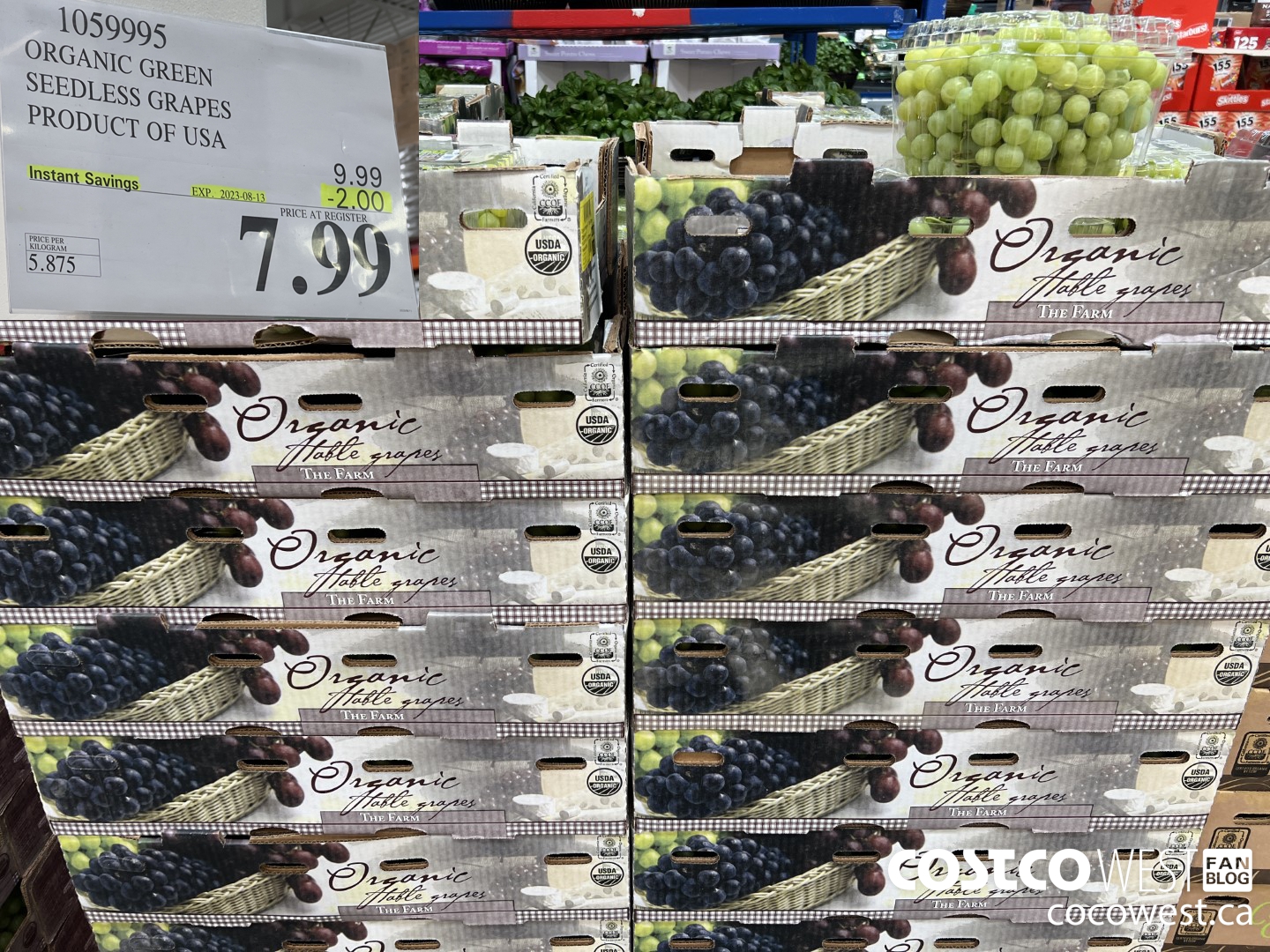 1059995 ORGANIC GREEN SEEDLESS GRAPES PRODUCT OF USA ($2.00 INSTANT SAVINGS EXPIRES ON 2023-08-13) $7.99