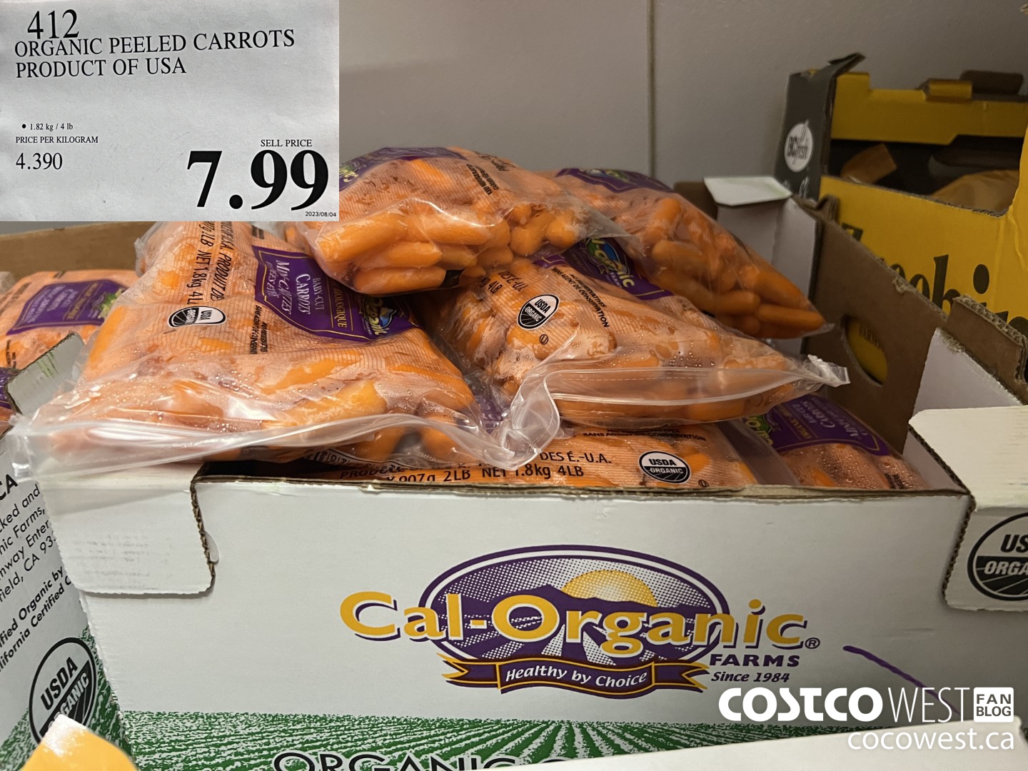 412 ORGANIC PEELED CARROTS PRODUCT OF USA $7.99