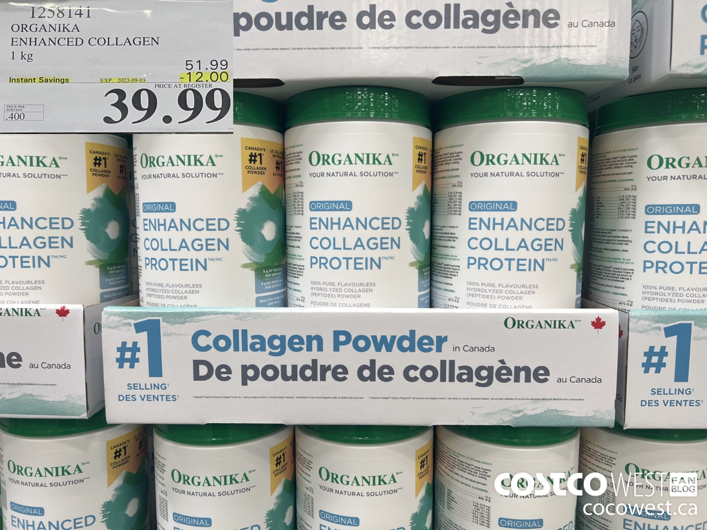 1258141 ORGANIKA ENHANCED COLLAGEN 1 kg ($12.00 INSTANT SAVINGS EXPIRES ON 2023-09-03) $39.99