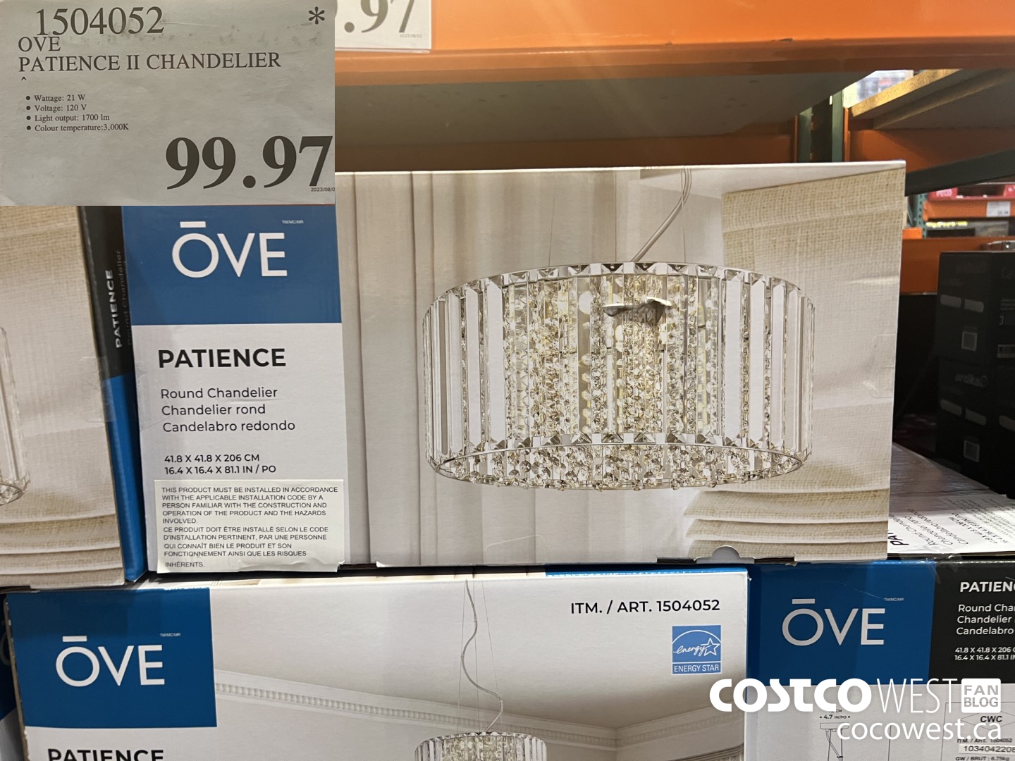 1504052 OVE LED ROUND CHANDELIER PATIENCE II $99.97