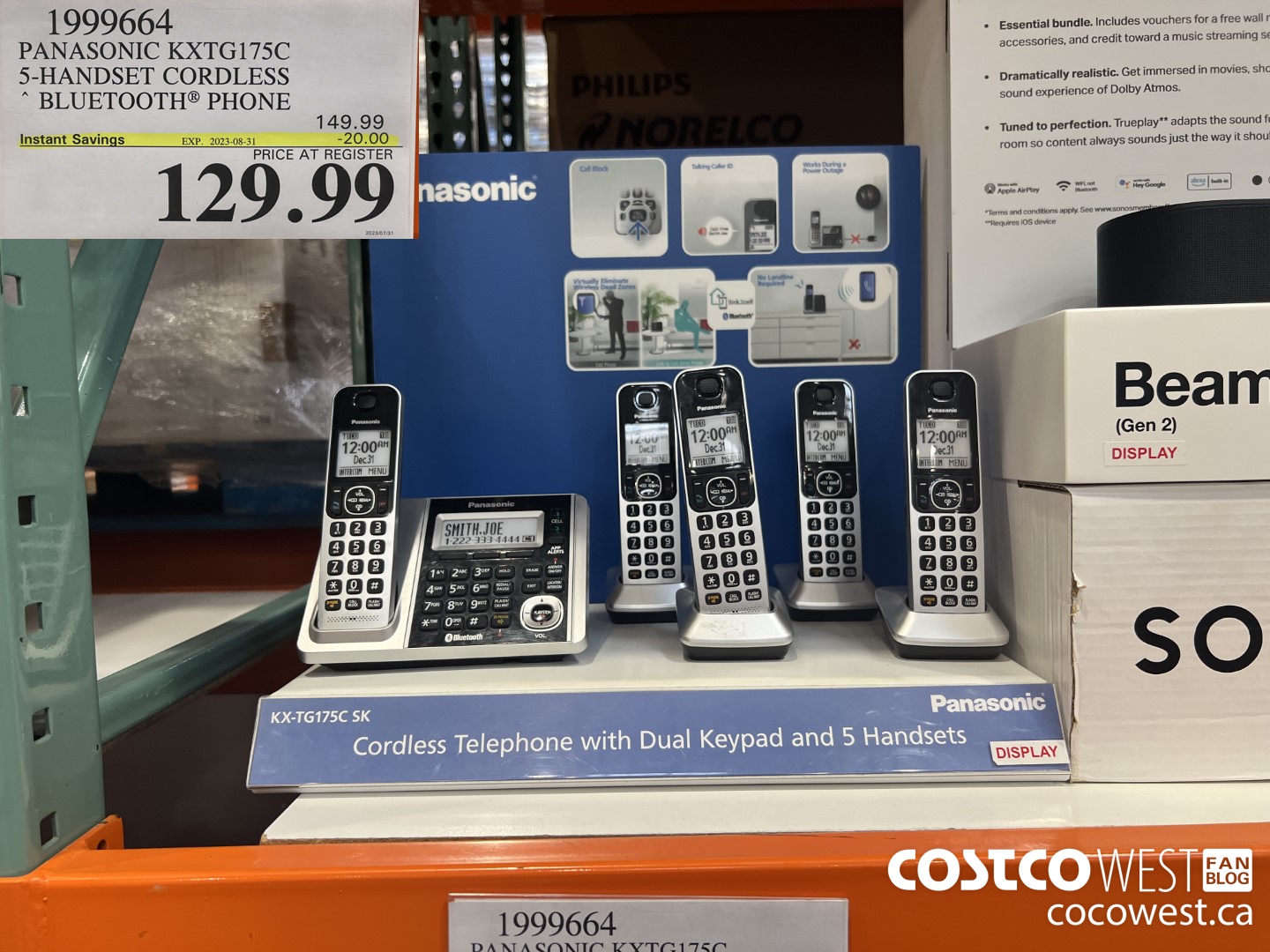 1999664 PANASONIC KXTG175C 5-HANDSET CORDLESS BLUETOOTH PHONE ($20.00 INSTANT SAVINGS EXPIRES ON 2023-08-31) $129.99