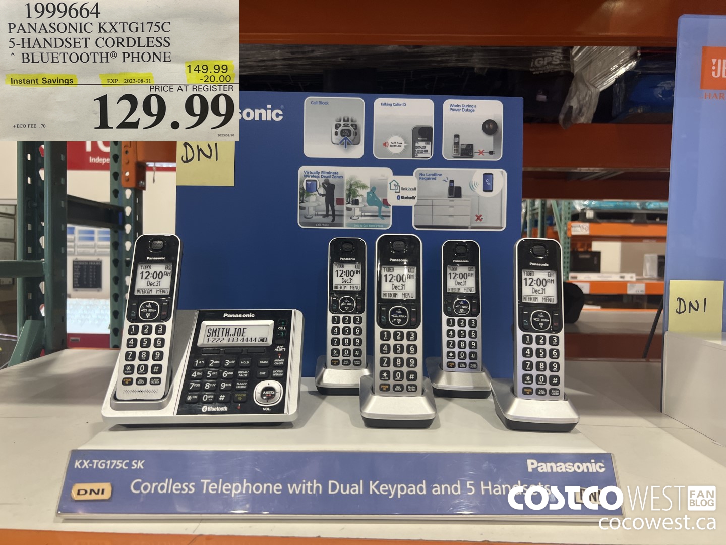1999664 PANASONIC KXTG175C 5-HANDSET CORDLESS BLUETOOTH PHONE ($20.00 INSTANT SAVINGS EXPIRES ON 2023-08-31) $129.99