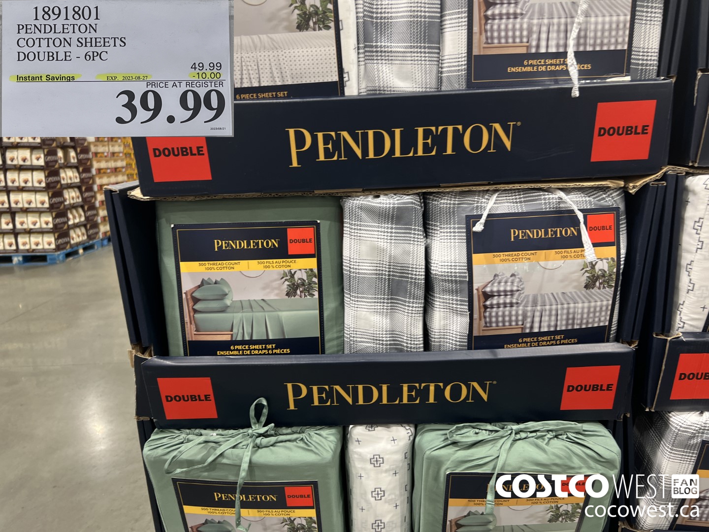 1891801 PENDLETON COTTON SHEETS DOUBLE 6PC ($10.00 INSTANT SAVINGS EXPIRES ON 2023-08-27) $39.99