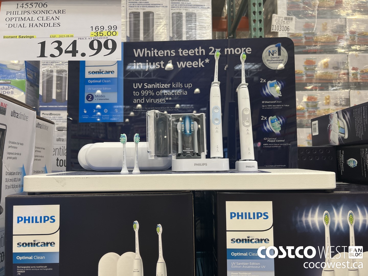 1455706 PHILIPS/SONICARE OPTIMAL CLEAN DUAL HANDLES ($35.00 INSTANT SAVINGS EXPIRES ON 2023-08-06) $134.99